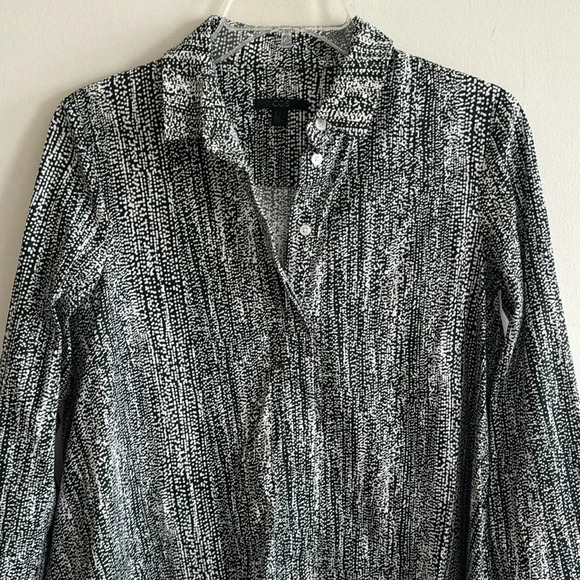 COS Black & White Abstract Dot Print Cttn Stretch Swing Shirt size - Picture 2 of 8